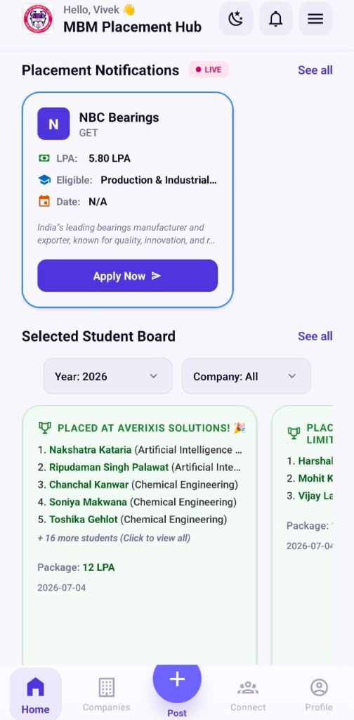 Placement Drives and Notifications